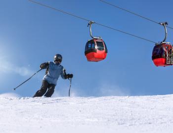 Gondola with a skier