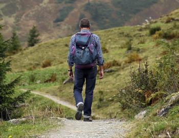 Man hiking in the mountains