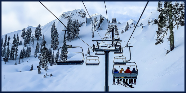 Chair lift over a ski slope